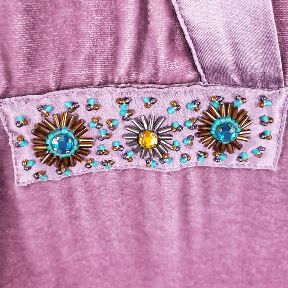 J Jill Purple Velvet Surplice Empire Top L Romantic Renaissance Vintage Blouse - Picture 6 of 11